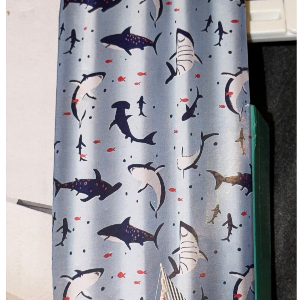 Pillowfort Shark Shower Curtain Blue Nautical Sea Life 72x72 Fabric NEW - Picture 4 of 4